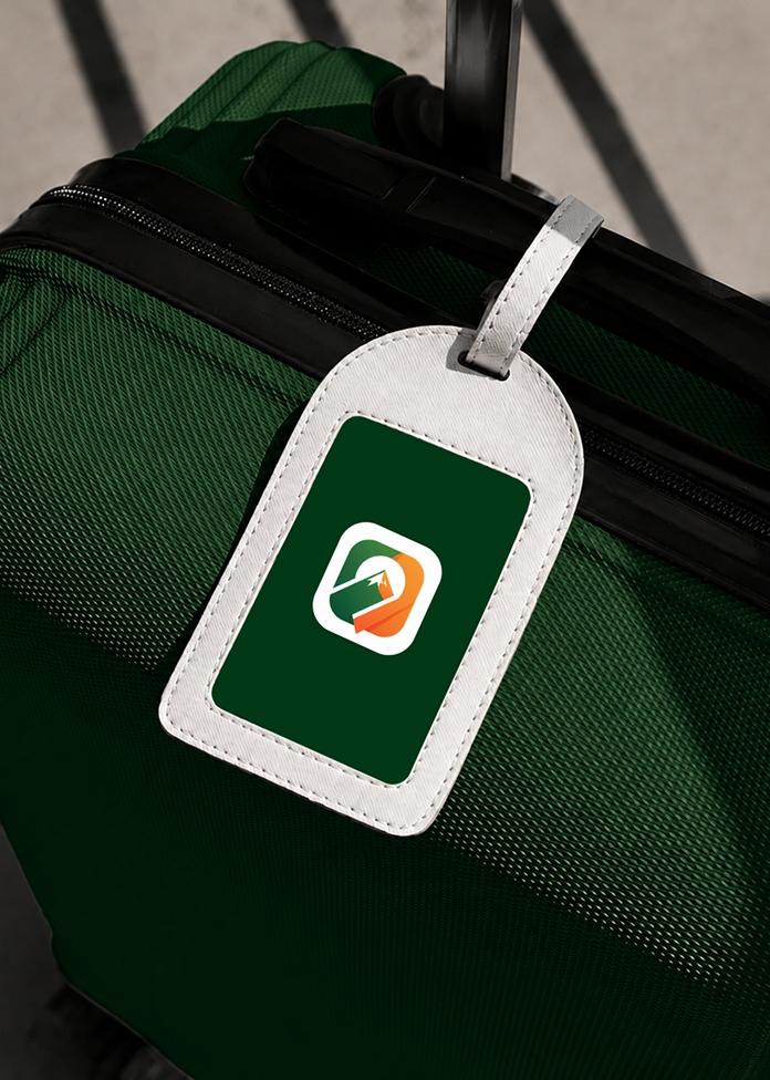 Trekly branded luggage tag mockup