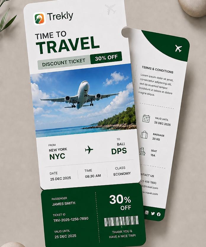 Trekly travel ticket mockup