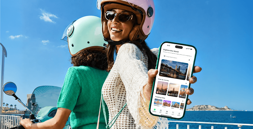 Trekly destination discovery screen mockup