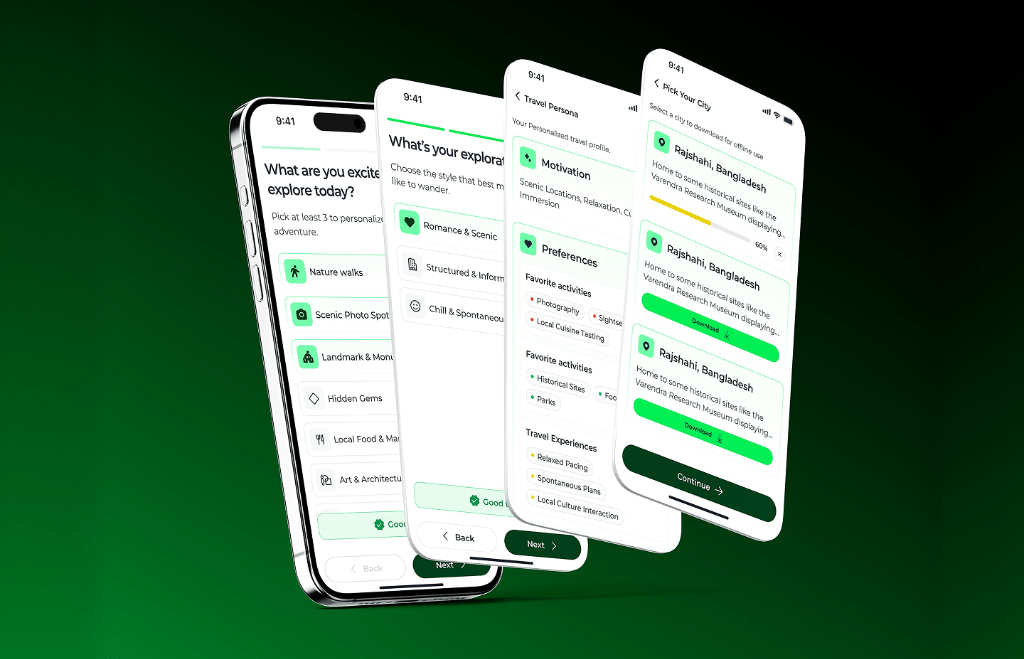 Trekly personalization and onboarding screens
