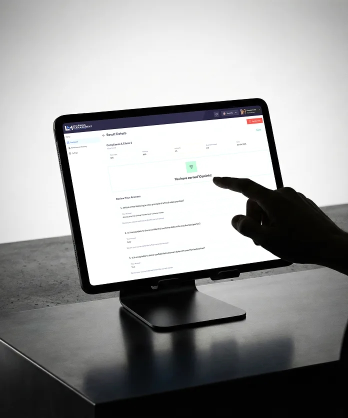 Trophy Club LMS class detail screen on a tablet