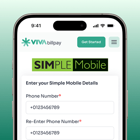 Viva Bill Pay mobile mock screen 2