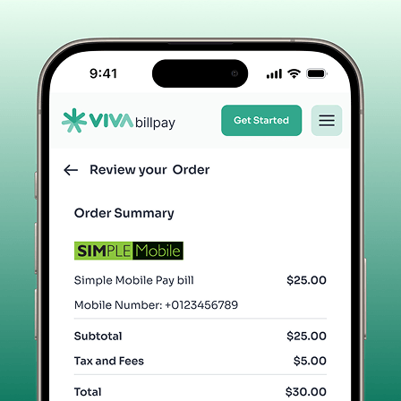 Viva Bill Pay mobile mock screen 3