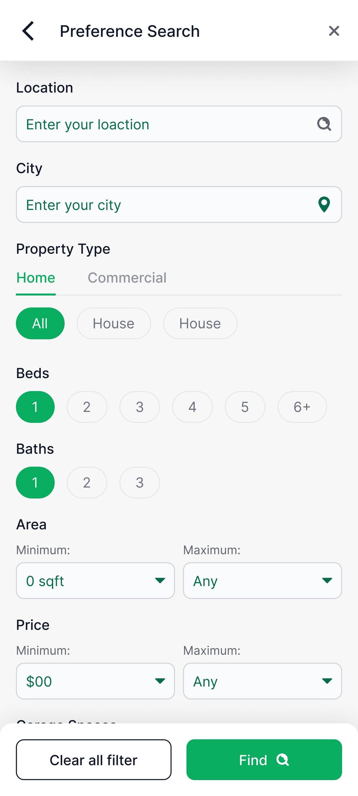 Preference Search Home